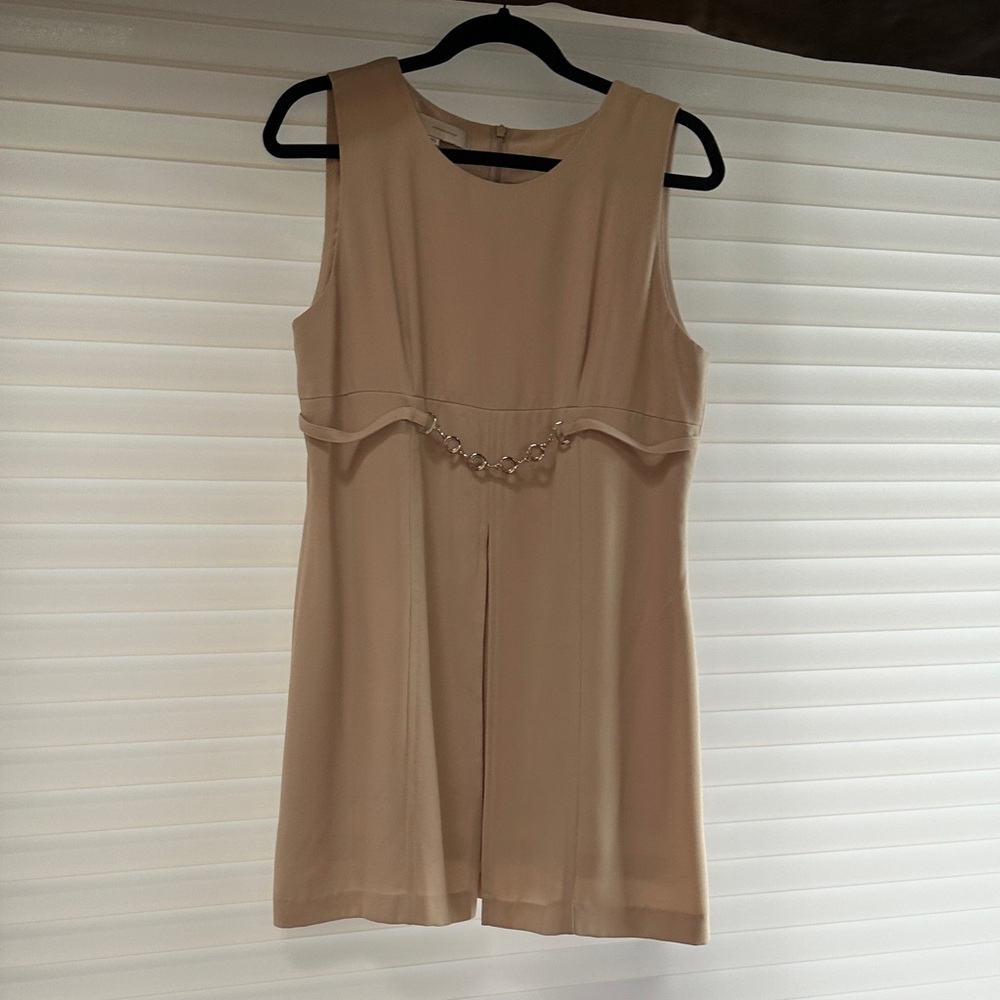 Elegant Beige Sleeveless Dress
